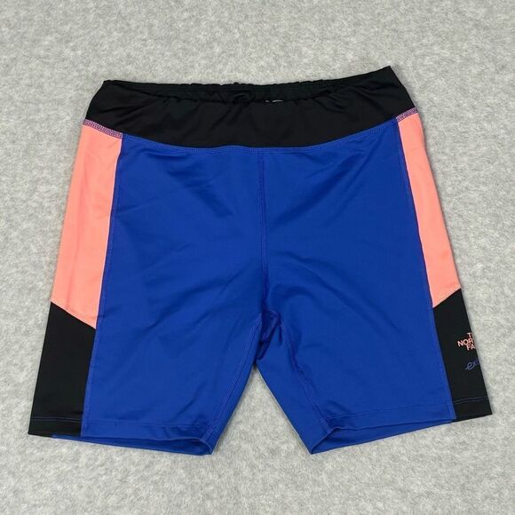 Women's North Face Blue and Pink Athletic Shorts - Picture 1 of 5